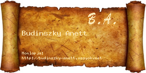 Budinszky Anett névjegykártya